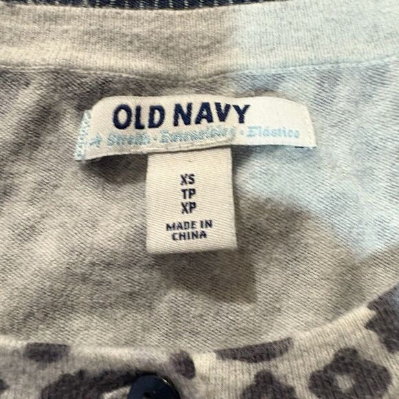 Old Navy XS Leopard Print Cardigan Women Gray Button Front Vintage Y2K Classic - Picture 3 of 7